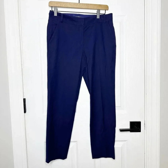DIANE VON FURSTENBERG Linen Blend Straight Dress Pants Navy NO SIZE TAG READ - Picture 2 of 6